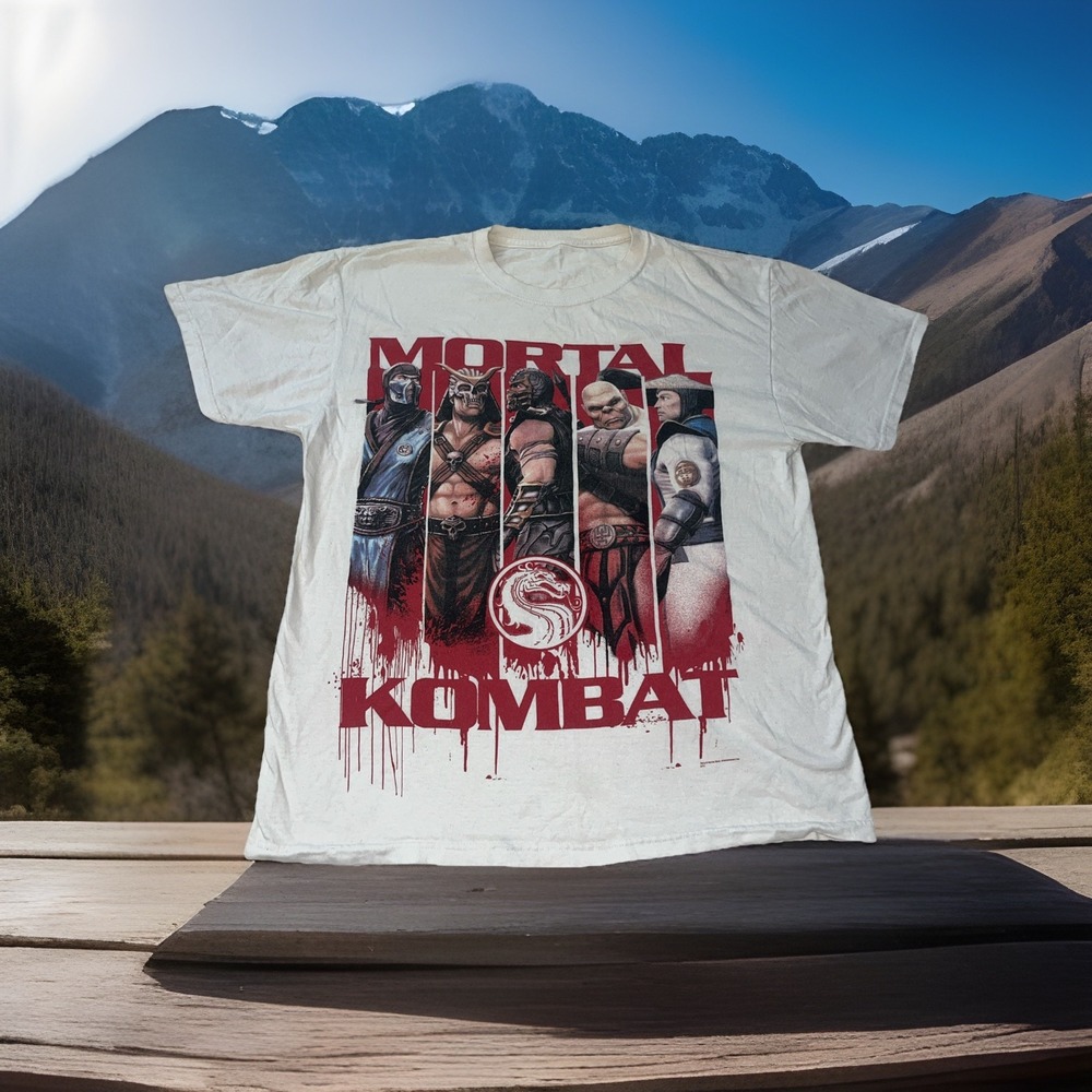 Mortal Kombat Mens White Graphic T-Shirt Video Game Characters 2011 Large